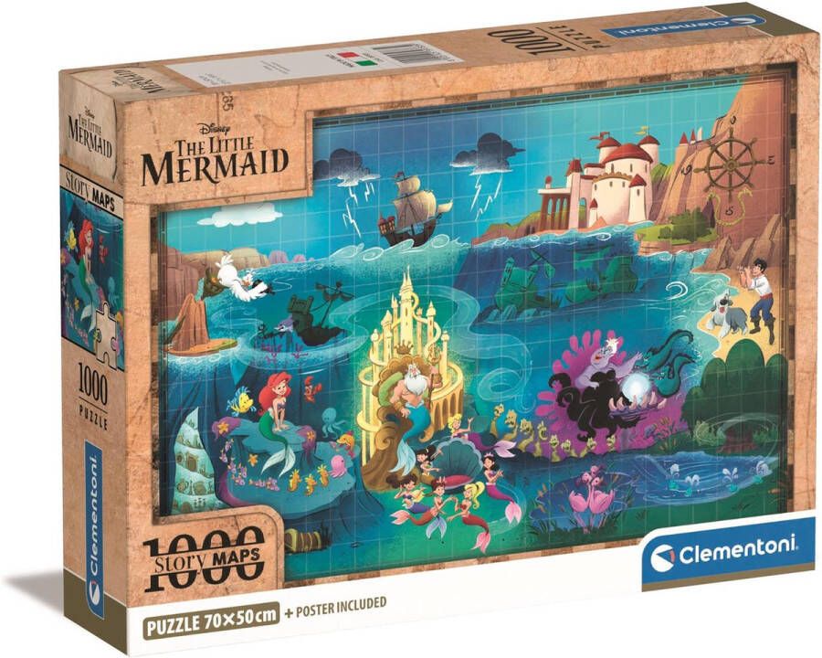 Clementoni Disney Puzzel De Kleine Zeemeermin Legpuzzel 1000 stukjes 70x50 cm Voor Volwassenen en Kinderen vanaf 14 jaar