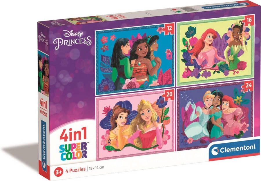 Clementoni Disney Princess Puzzel Kinderpuzzels 4-in-1 Puzzel Vanaf 3 jaar