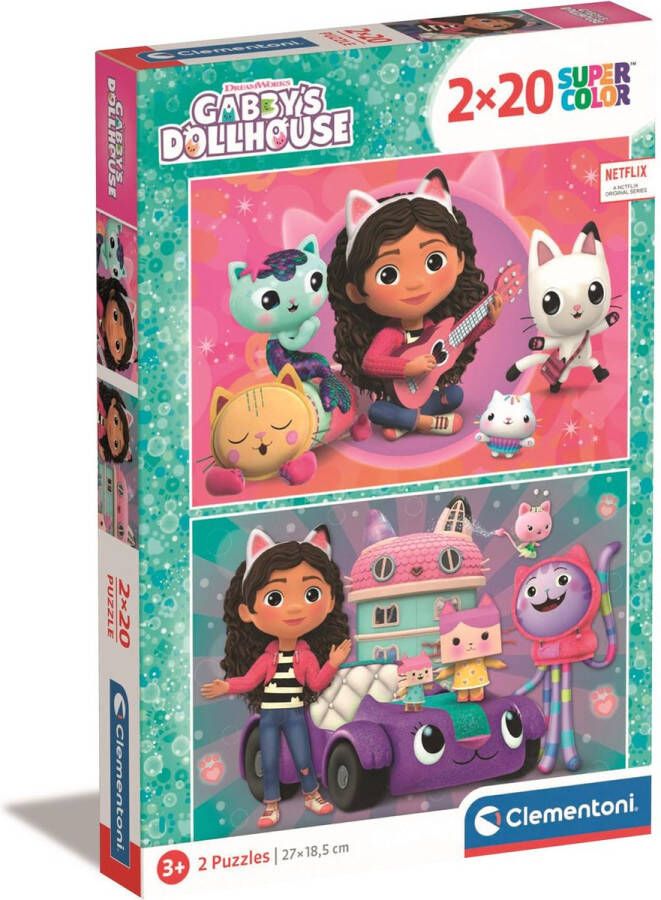 Clementoni Gabby s Dollhouse Legpuzzel Gabby's Poppenhuis Kinderpuzzel 2 Puzzels van 20 Stukjes 3 tot 6 jaar