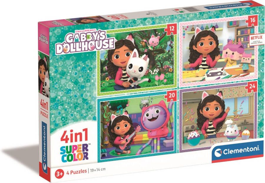 Clementoni Gabby s Dollhouse Legpuzzel Gabby's Poppenhuis Kinderpuzzel 4 Puzzels van 12 tot 24 Stukjes 3 tot 6 jaar