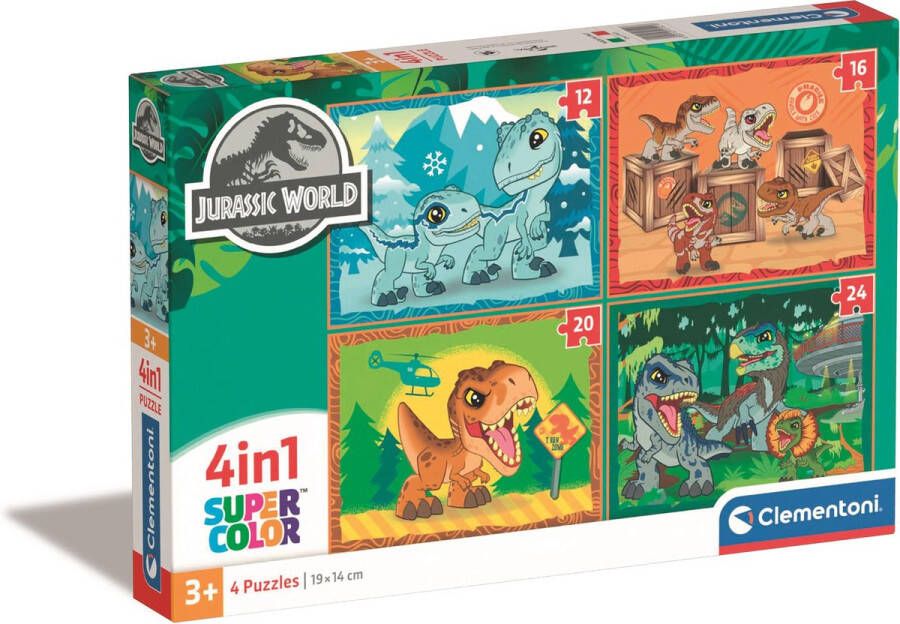 Clementoni Jurassic World Puzzel Kinderpuzzel 4-in-1 puzzel Vanaf 3 jaar