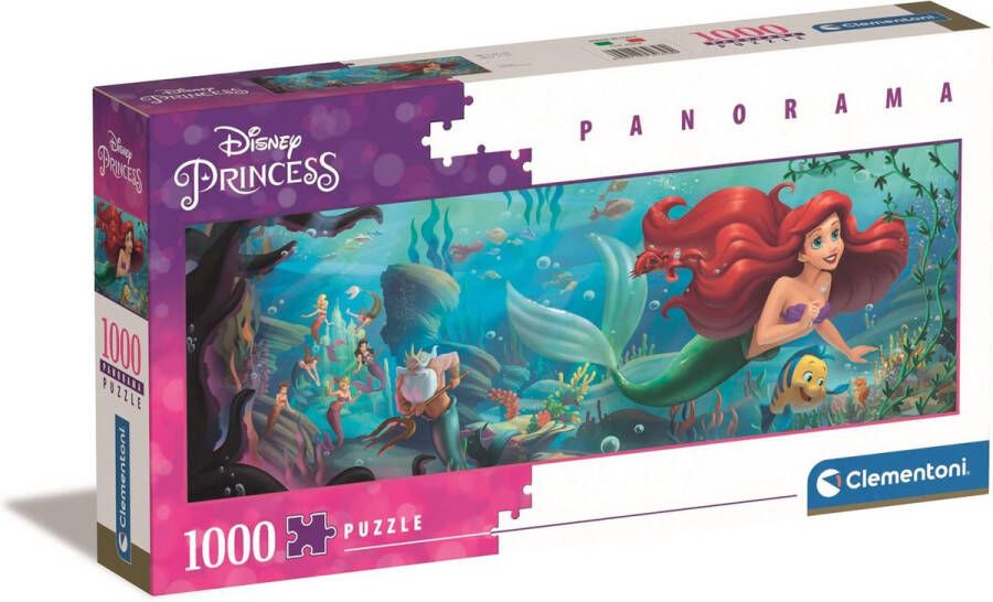 Clementoni Puzzel 1000 Stukjes Panorama Disney The Little Mermaid Puzzel Voor Volwassenen en Kinderen 14-99 jaar 39658