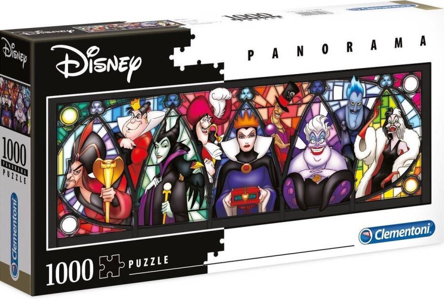 Clementoni Disney Panorama High Quality Collectie puzzel Slechterikken 1000 Stukjes puzzel volwassenen