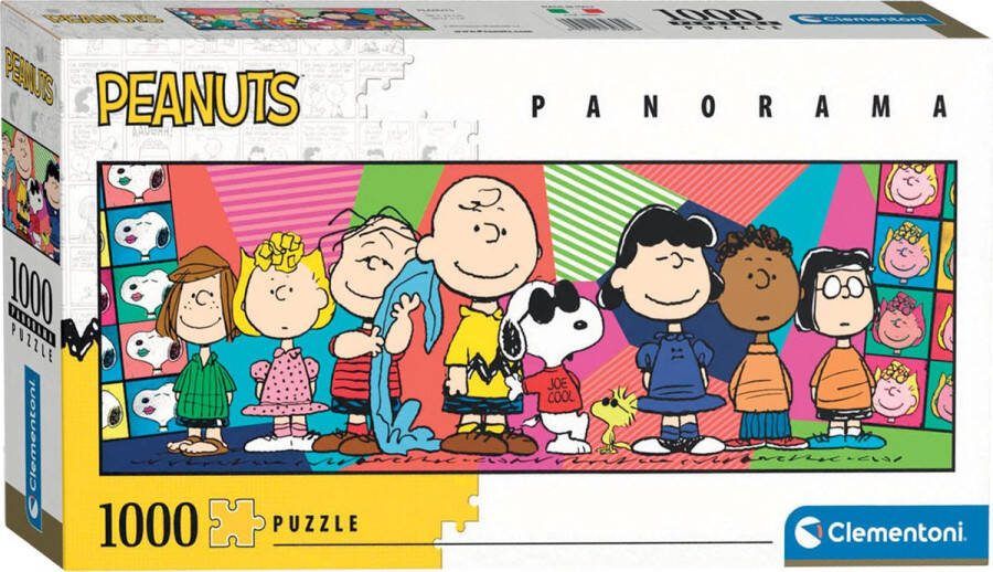 Clementoni Puzzel 1000 Panorama Peanuts Puzzel Voor Volwassenen en Kinderen 14-99 jaar 39805 COMPACT BOX