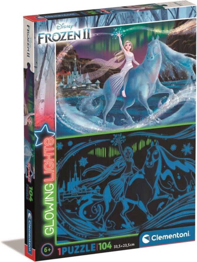 Clementoni Puzzel 104 Stukjes Glowing Frozen 2 Kinderpuzzels 6-8 jaar 27548