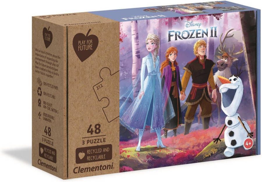 Clementoni Kinderpuzzels PLAY FOR FUTURE Frozen 3 Puzzels van 48 Stukjes Puzzel 4+ jaar 25240