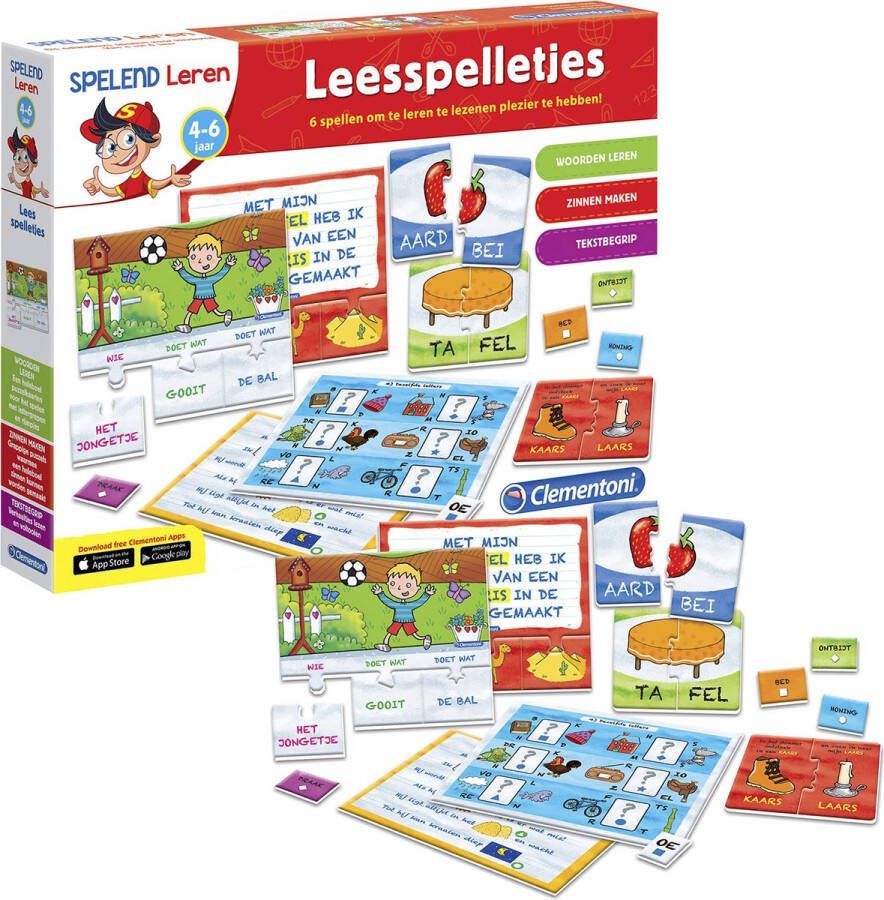 Clementoni Spelend Leren Leesspelletjes 6 Verschillende Spellen Leren Lezen 4 6 jaar