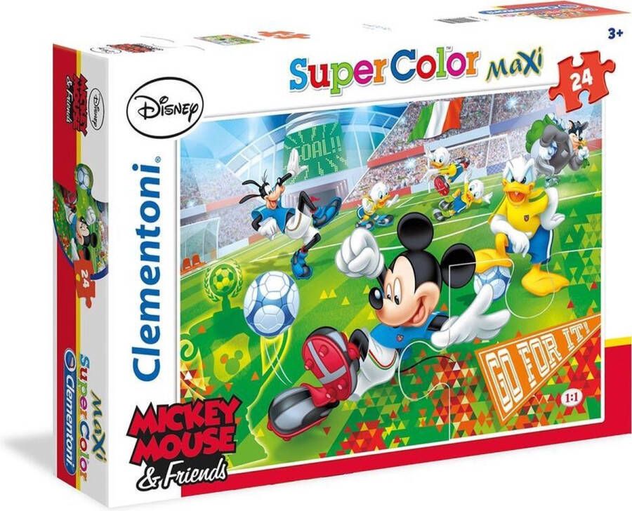 Clementoni Supercolor Maxi puzzel Disney Mickey Mouse and friends voetbal 24 grote stukjes