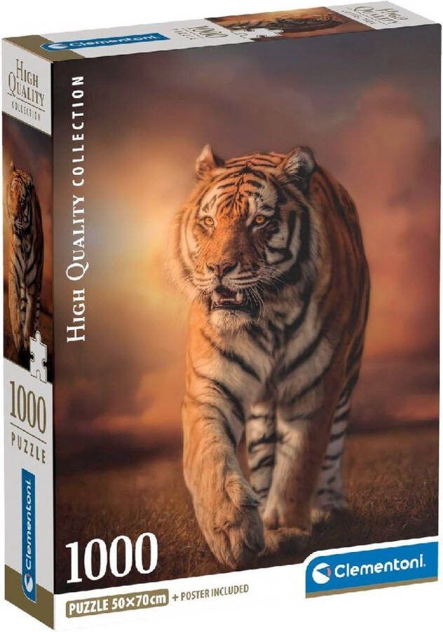 Clementoni Tiger Legpuzzel Tijger Puzzel Dieren Puzzel 1000 stukjes 70x50 cm Voor Volwassenen en Kinderen vanaf 14 jaar