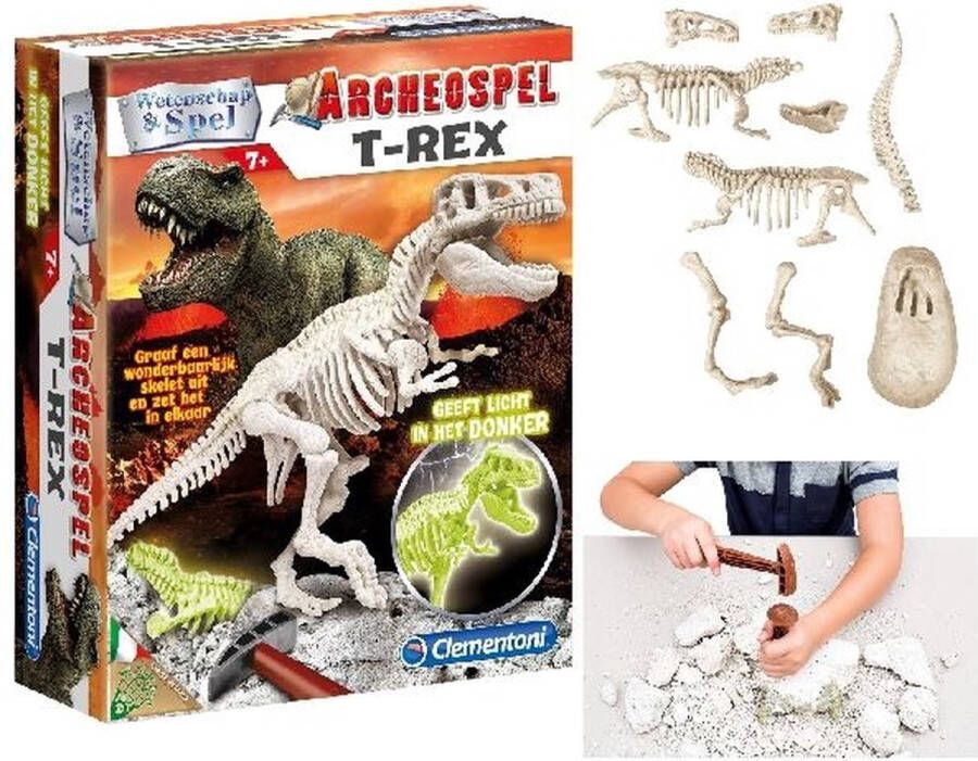 Clementoni Wetenschap & Spel Archeospel T-rex Experimenteerdoos Archeologie speelgoed Opgravingsset