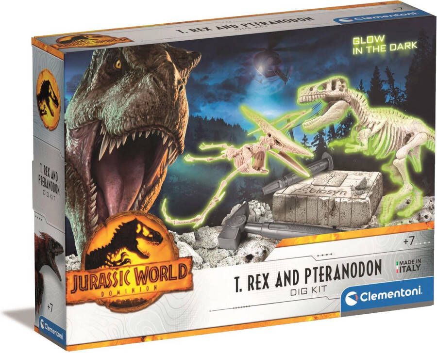 Clementoni Wetenschap & Spel Jurassic World 3 Dinosaurussen Set Trex- Pteranodonte 6+ Jaar 19205