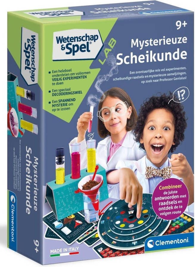 Clementoni Wetenschap & Spel Mysterieuze Scheikunde Experimenteerdoos Mini Laboratorium met Raadsels en Experimenten 8+ Jaar