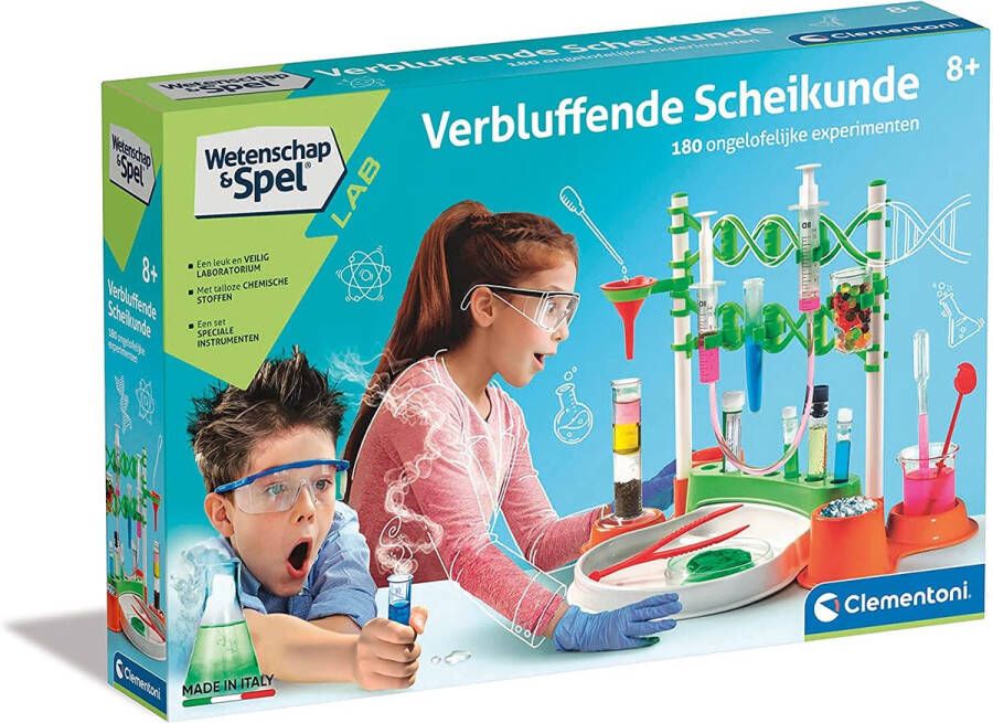 Clementoni Wetenschap & Spel Verbluffende Scheikunde Experimenteerdoos Laboratorium speelgoed 8+ Jaar