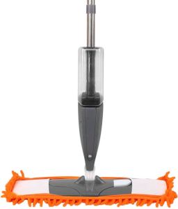 Clever Clean Prime Spray Mop Vloerwisser met spray functie – Oranje Grijs – Dweilsysteem voor alle vloeren met microvezel dweil