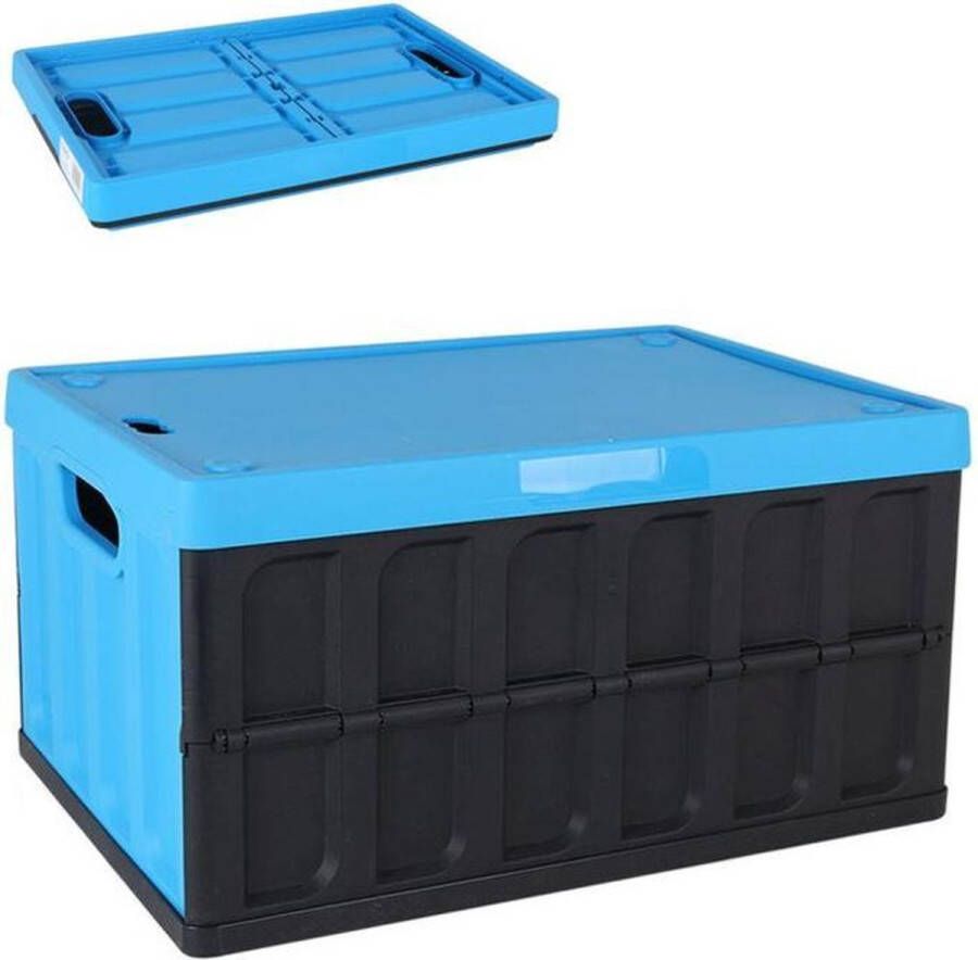 Clever Storage Tontarelli Vouwkrat met deksel Blauw Stapelbaar Met deksel Opvouwbaar 46 liter (54 x 36 x 29 cm)