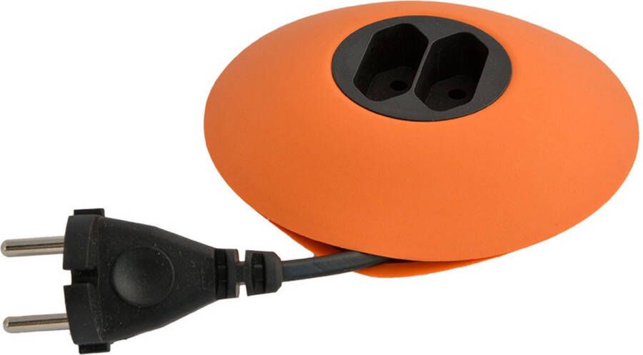 Cleverline Design Verlengsnoer Haspeltje CableDisk Oranje Ø 12 cm ALLEEN VOOR PLATTE STEKKERS