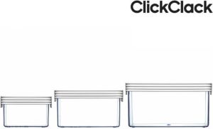 ClickClack Vershoudbox Basics Vierkant Set van 3 Stuks Wit