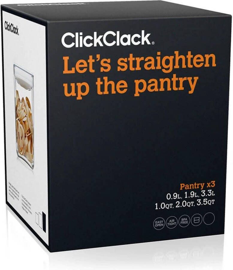 ClickClack Vershoudbox Pantry Cube Set van 3 Stuks Rood