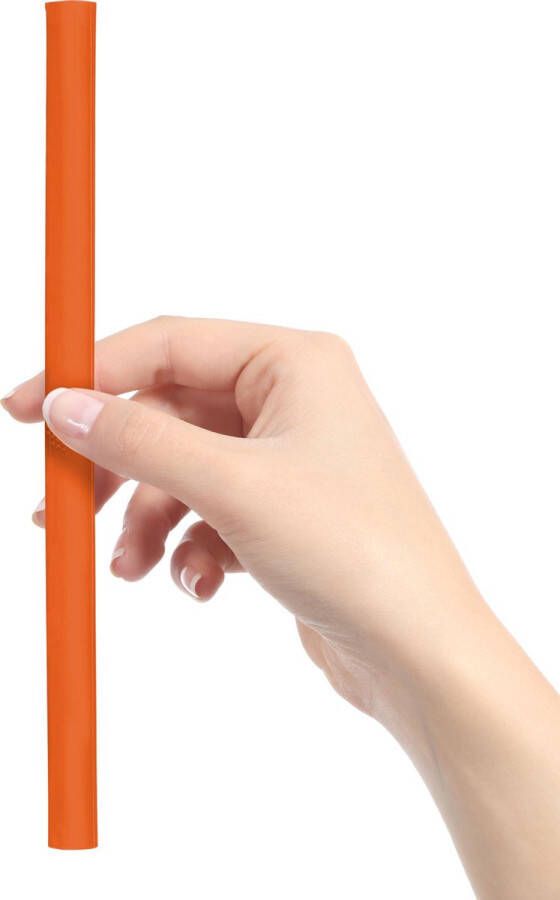 ClickStraw herbruikbare Rietjes Smoothie-size Siliconen Vrij Recyclebaar Rietjes Set van 3 Stuks Oranje