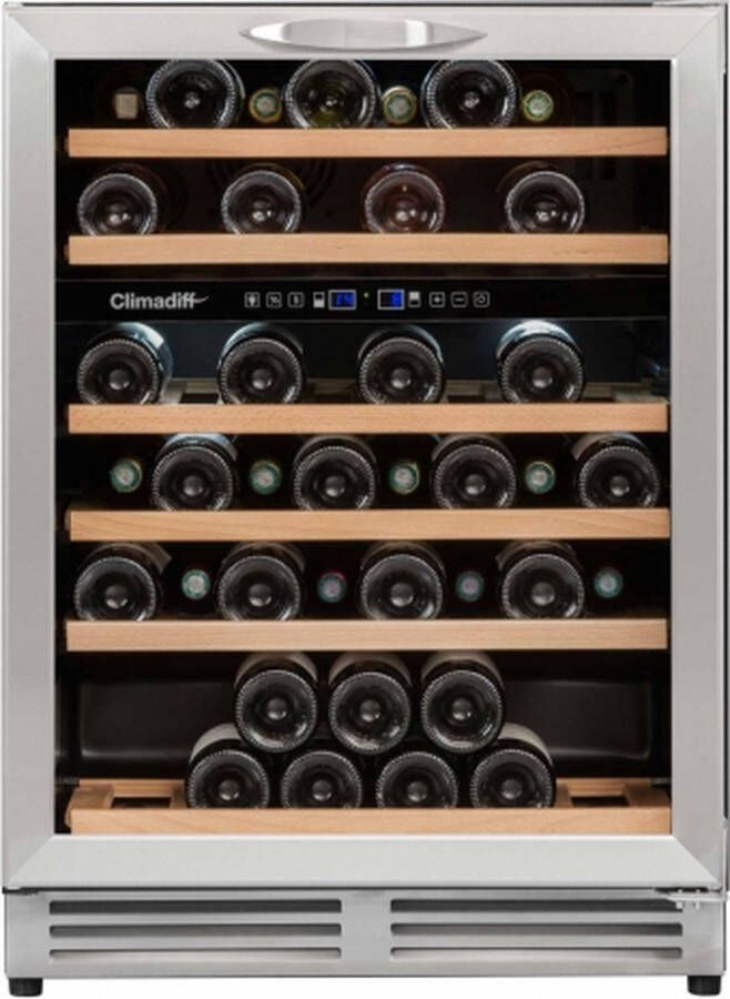 Climadiff CBU51D1X wijnkoeler Compressorwijnkoeler Ingebouwd Zwart Grijs 51 fles(sen)