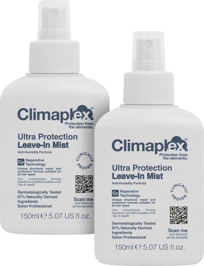 CLIMAPLEX Ultra Protection Leave-In Conditioner Spray Voordeelverpakking Anti-Statisch Beschermt Tegen Weerselementen Voor Pluizig & Beschadigd Haar 150 ml 2 Stuks