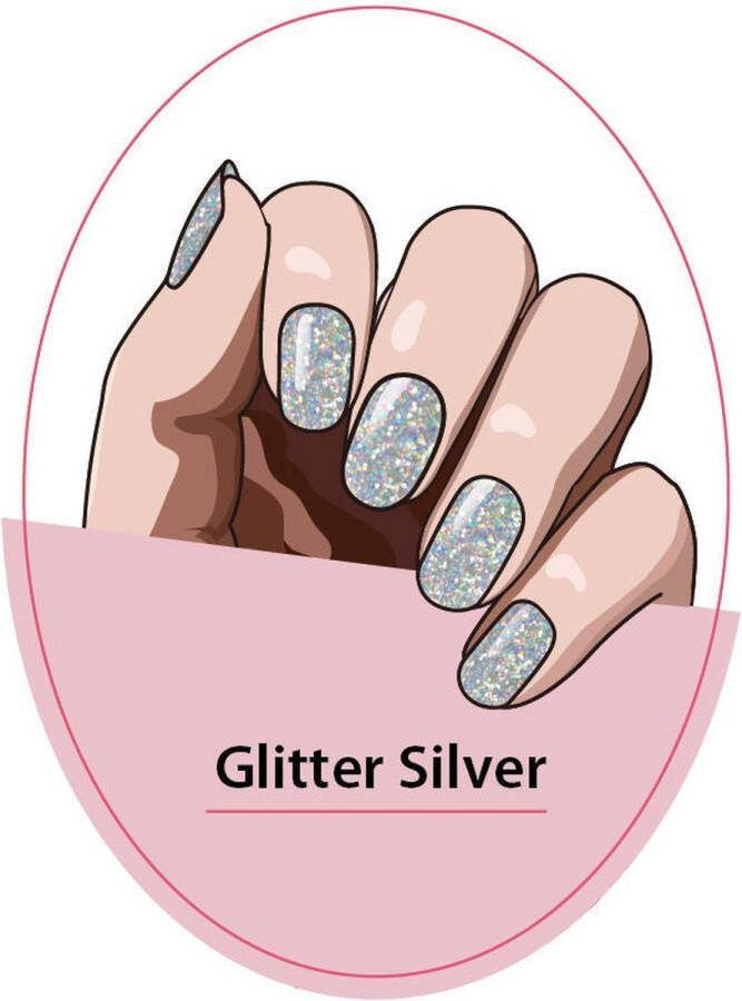 CLIQGLOW Semi-Cured Nail Wraps Nagelstickers Gellak Stickers UV nagel wraps Glitter Silver