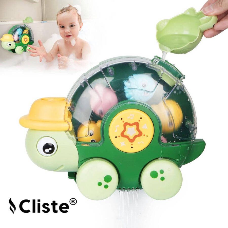 Cliste 2 in 1 Schildpad Spuitwater Badspeelgoed en Kruipend Speelgoed Badspeelgoed met Sterke Zuignap Badspeeltjes Voor in bad Waterspeelgoed Speelgoed