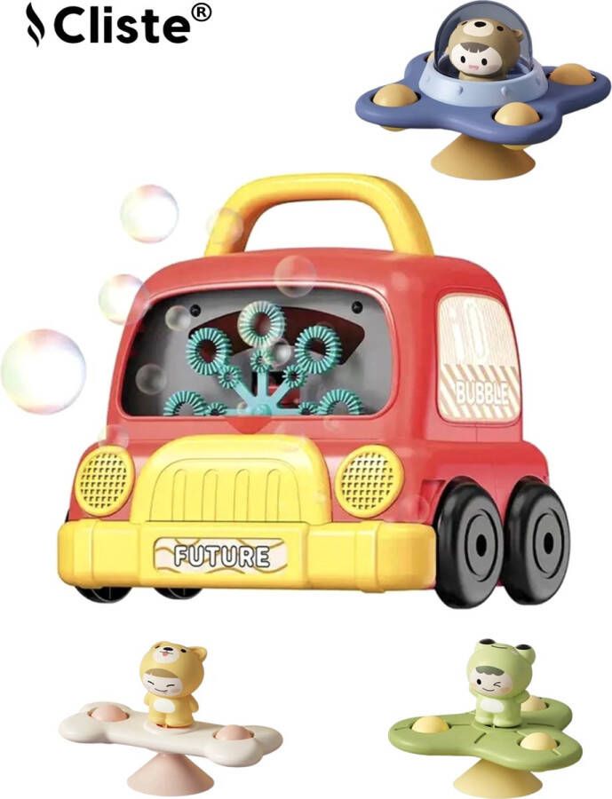 Cliste Badspeelgoed Auto Bellenblaas met Muziek en Licht met gratis 3 stuk Fidget spinner Waterspeelgoed Bellenblaas Bubble Auto Bellenblazer inclusief bellenblaassop