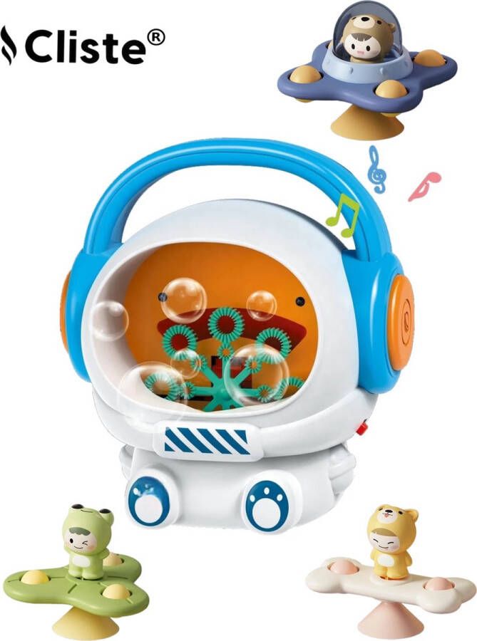 Cliste Badspeelgoed Robot Bellenblaas met Muziek en Licht met Gratis 3 Stuk Fidget Spinner Waterspeelgoed Bellenblaas Bubble Robot Bellenblazer inclusief bellenblaassop