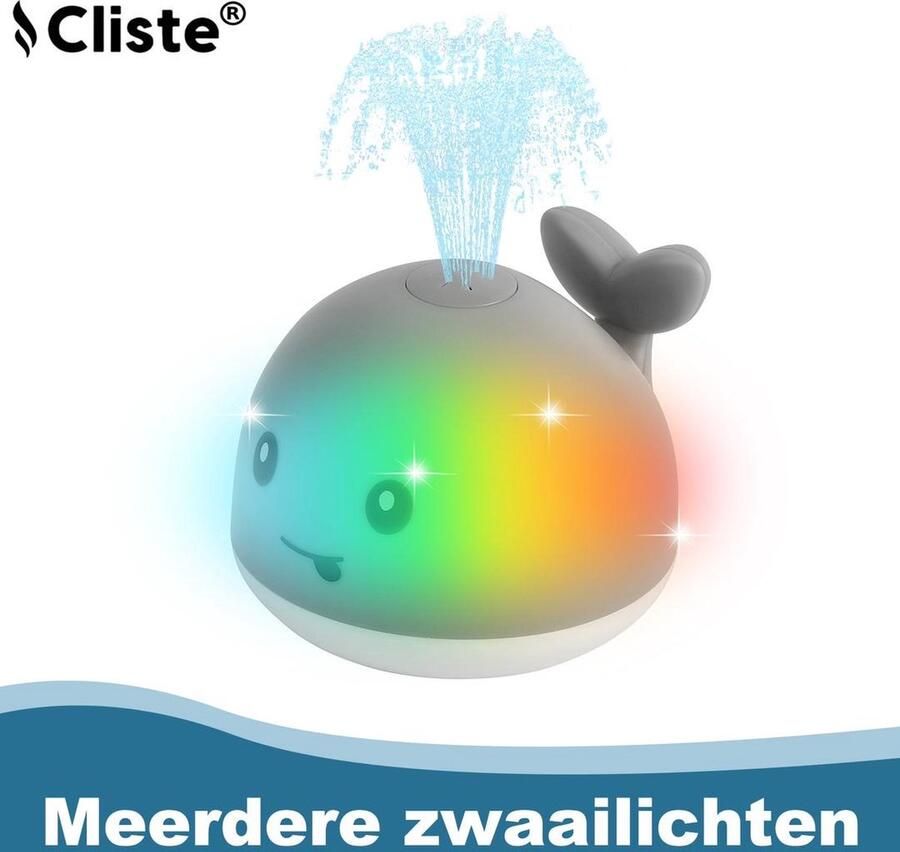 Cliste Mini de Badwalvis Badspeelgoed Grijs Lichtjes Vis Spuit Water Badspeeltjes Voor in bad Fish Spray Water bad walvis Waterspeelgoed Speelgoed Fish Bath Toy Sensor Fontein