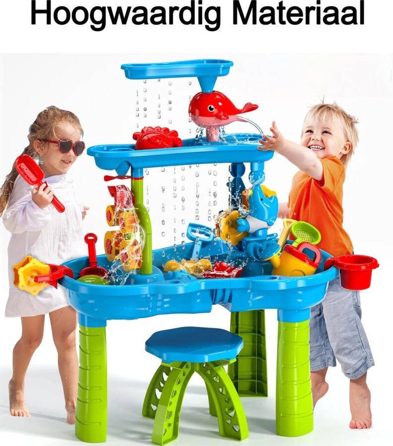 Cliste Home Echt 3-tier Zand en Watertafel Speelgoed inclusief accesoiresset Gratis Badspeelgoed Watertafel en Zandtafel inclusief stoeltje waterspeelgoed voor buiten tuin activiteitentafel Strandspeelgoed