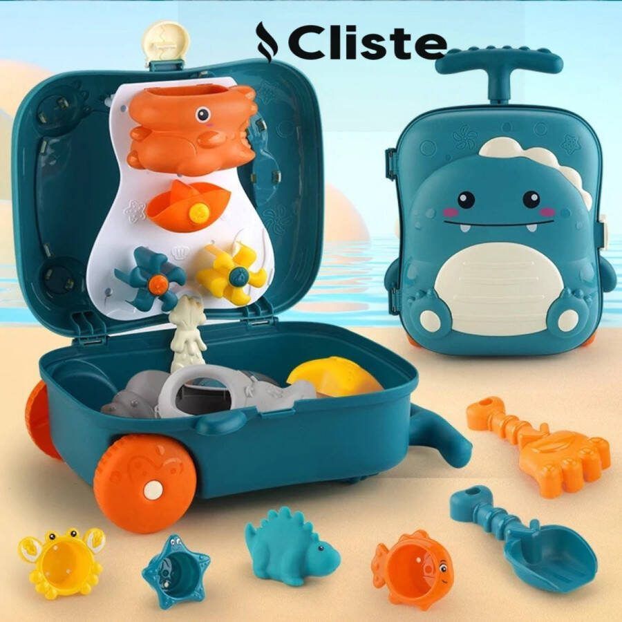 Cliste Home Nieuw StrandSpeelgoed WaterSpeelgoed Mini-dinosaurustrolleykoffer Gratis Waterpistool Zandspeelgoed Geschikt Voor bad Stranden en buitenactiviteiten (dinosaurus) Badspeelgoed Badspeeltjes Watertafel StrandSpeelgoed