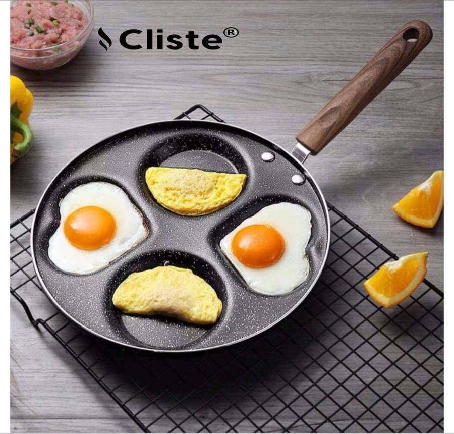 Cliste Home Pannenkoekenpan Inductie met hart en ronde vorm Pancake Pan Omeletpan Omeletmaker Poffertjespan 4 vakjes anti aanbaklaag