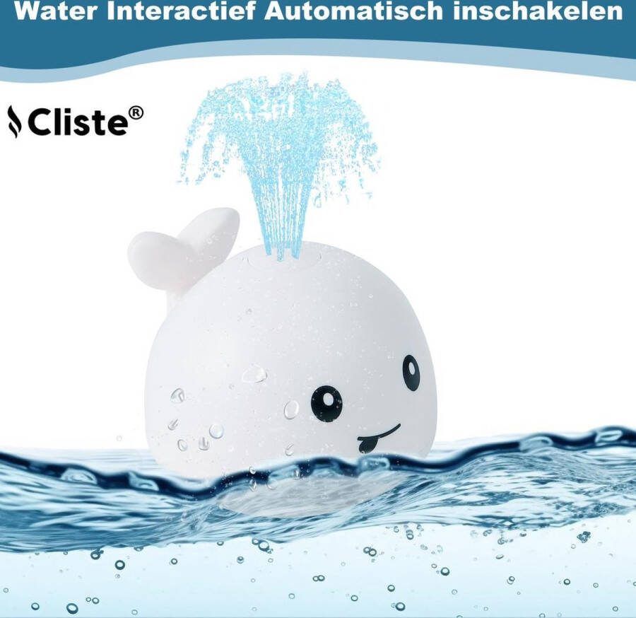 Cliste Mini de Badwalvis Badspeelgoed Lichtjes Vis Spuit Water Badspeeltjes Voor in bad Fish Spray Water Wit bad walvis Waterspeelgoed Speelgoed Fish Bath Toy