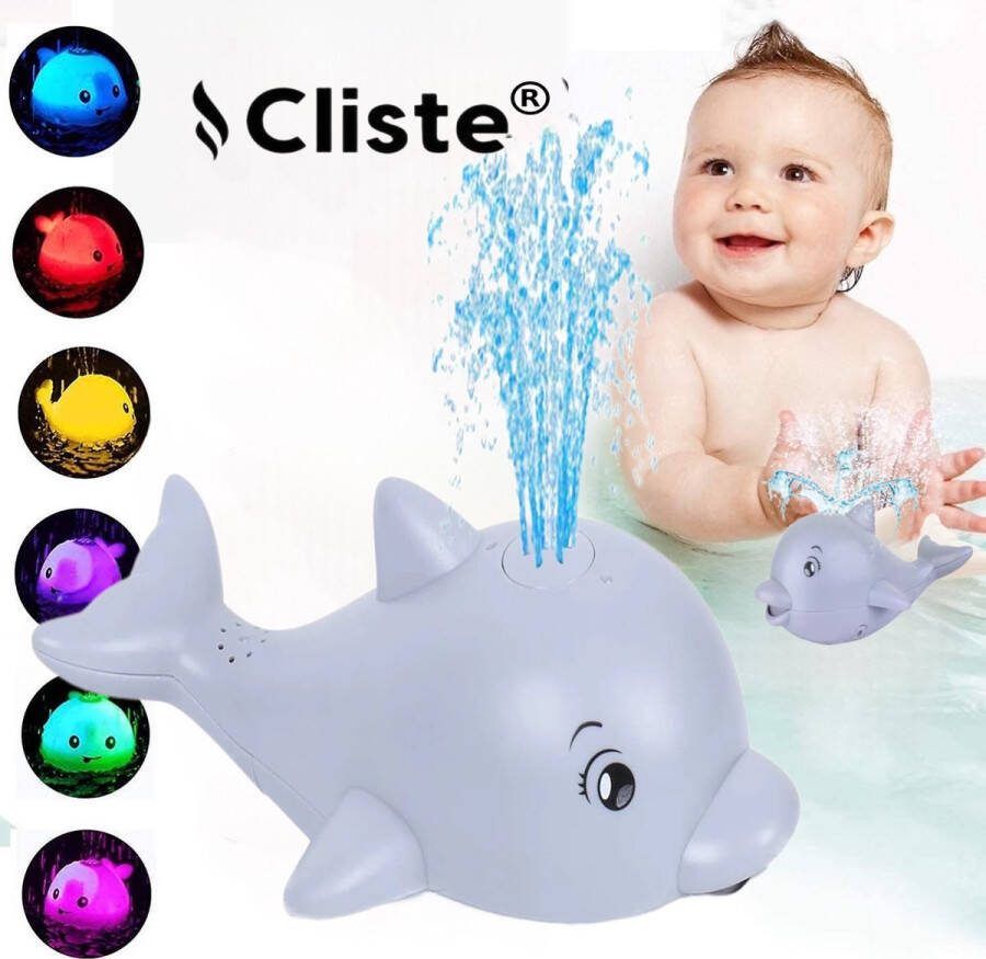 Cliste Mini de groot Badwalvis met Muziek en Lichts Badspeelgoed Grijs Lichtjes Vis Spuit Water Badspeeltjes Voor in bad Fish Spray Water bad walvis Waterspeelgoed Speelgoed Fish Bath Toy
