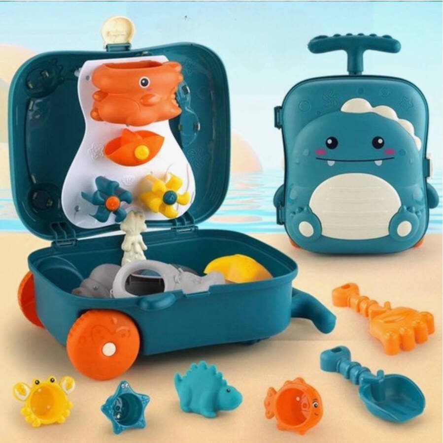Cliste Nieuw StrandSpeelgoed WaterSpeelgoed Mini-dinosaurustrolleykoffer Gratis Waterpistool Zandspeelgoed Geschikt Voor bad Stranden en buitenactiviteiten (dinosaurus) Badspeelgoed Badspeeltjes Watertafel StrandSpeelgoed