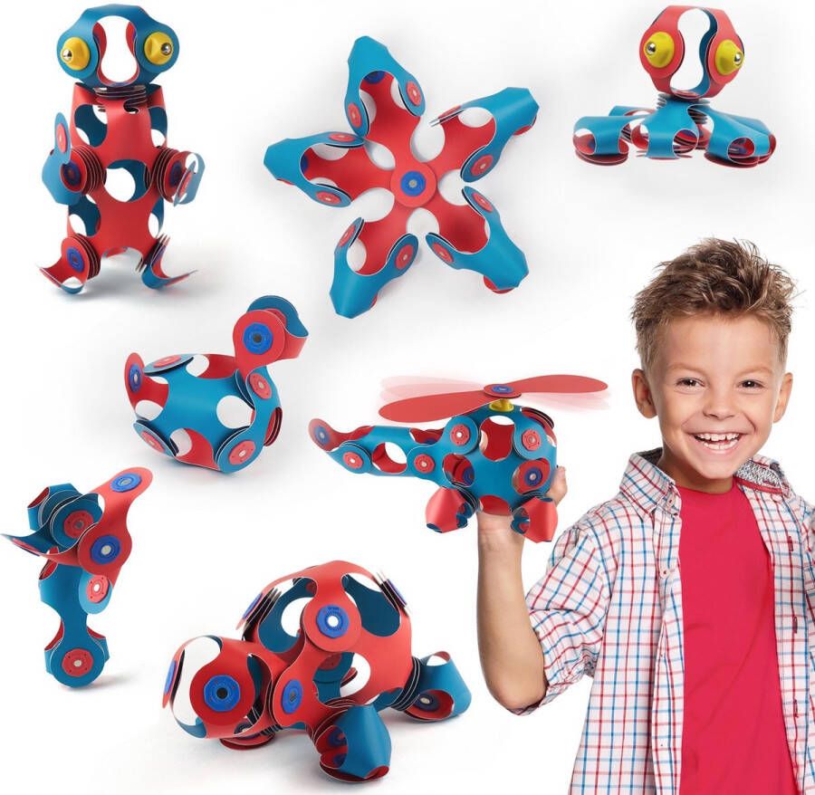 Clixo Crew 30 stuks set (flamingo turquoise)- flexibel magnetisch speelgoed– combinatie van origami en bouwspeelgoed-montessori speelgoed- educatief speelgoed- speelgoed 4 5 6 7 8 jaar jongens en meisjes