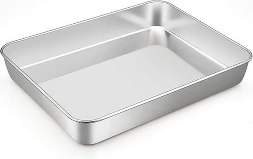 CLORD Bakplaat Roestvrij Staal Rechthoekige Ovenschaal 31 6 x 24 7 x 4 8 cm Diepe Ovenvorm Vetpan voor Bakken Braden en Serveren Gezond en Niet-Giftig Vaatwasmachinebestendig