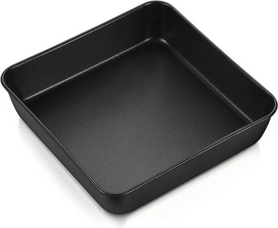CLORD Brownie ovenschaal Vierkant roestvrij staal 20 cm Rechthoekige taartvorm met zwarte anti-aanbaklaag Ideaal voor lasagne cake en toast Gezond en gemakkelijk te reinigen