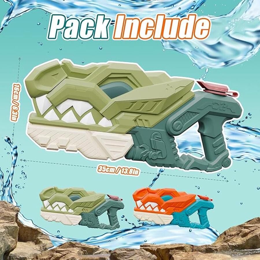 CLORD 2 stuks waterpistool dinosaurus met groot bereik waterspuitpistool 8-10 meter voor kinderen en volwassenen