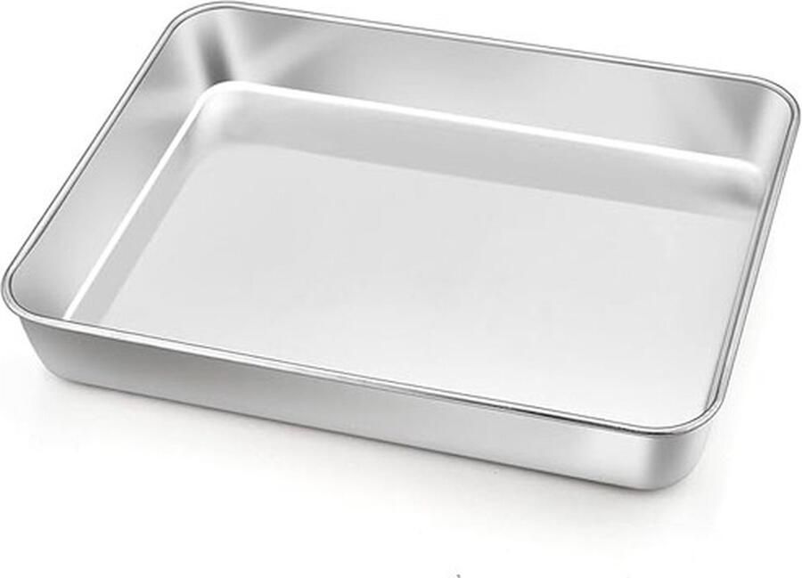 CLORD Bakplaat Roestvrij Staal Kleine Ovenschaal Rechthoekige Diepe Vetpan voor Bakken Braden en Serveren Gezond Gemakkelijk te Reinigen Vaatwasmachinebestendig