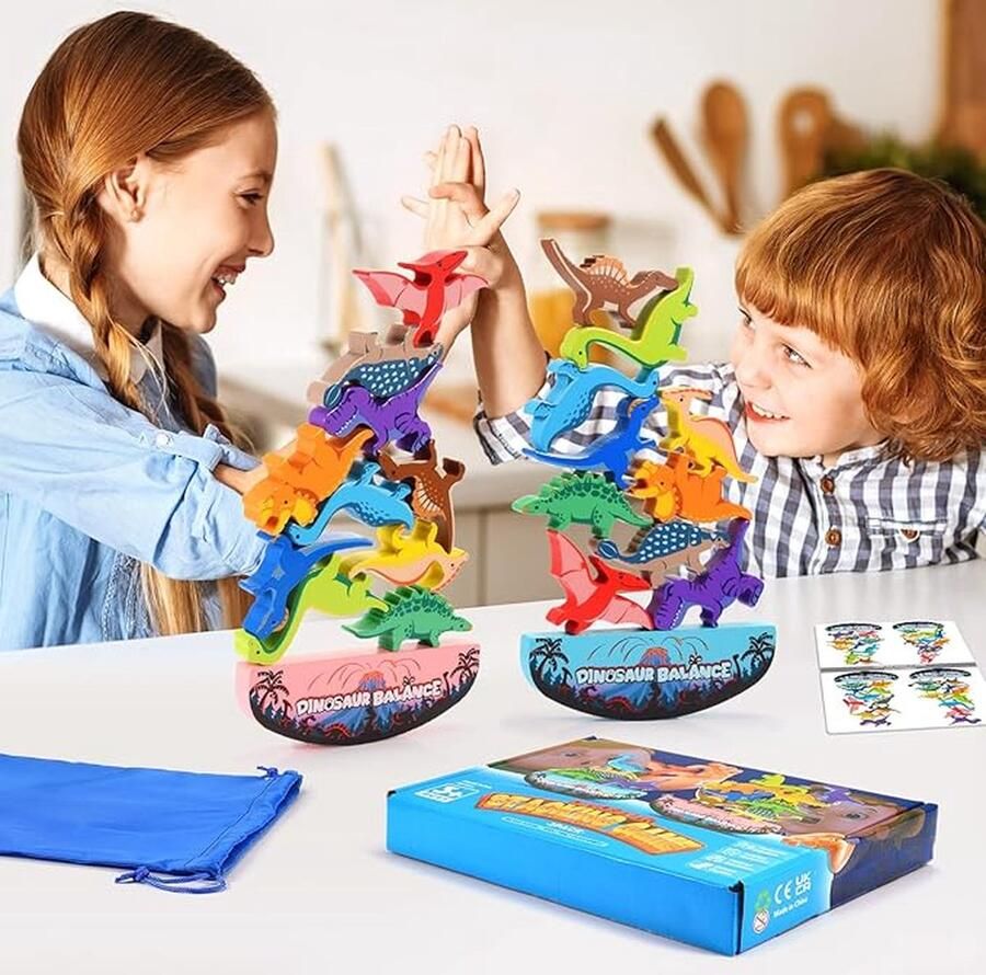 CLORD Montessori stapelspeelgoed dinosaurus speelgoed & kerstcadeaus voor kinderen