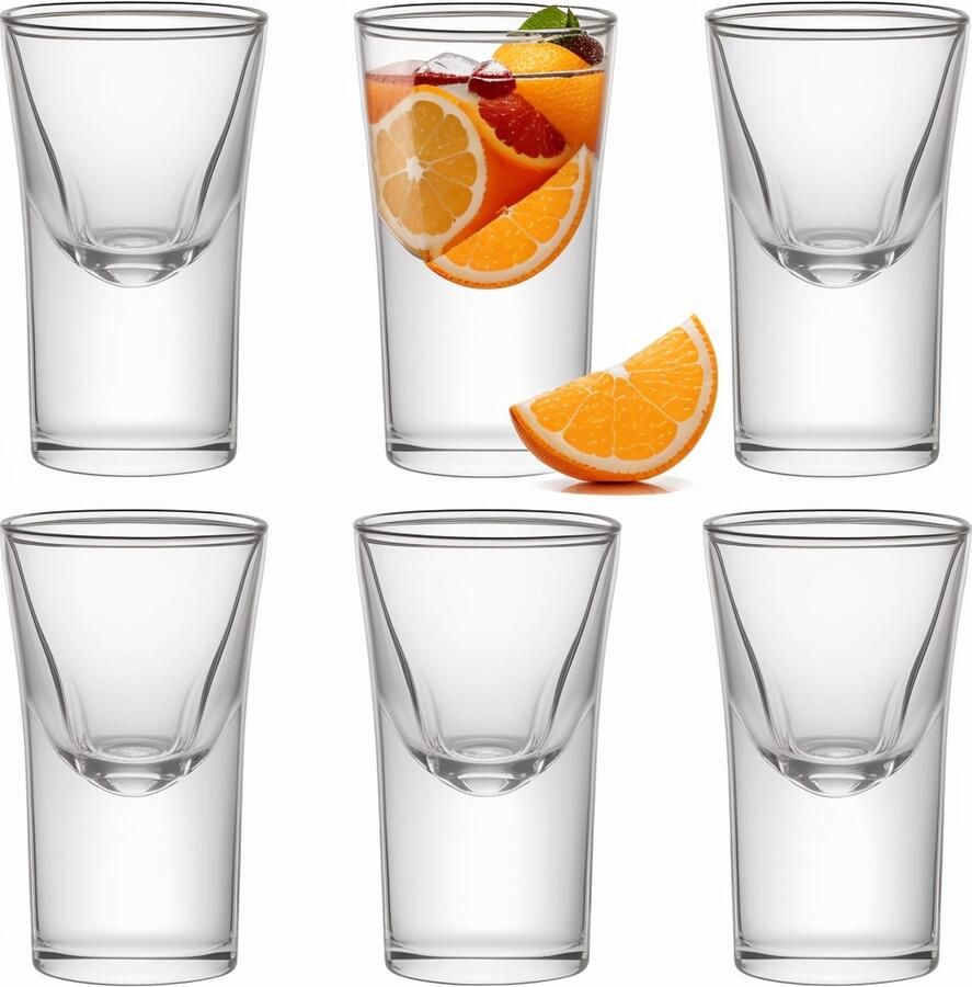 CLORD Set van 6 Borrelglaasjes met Zware Basis Perfect voor Cocktails Wodka Espresso Likeur en Meer!
