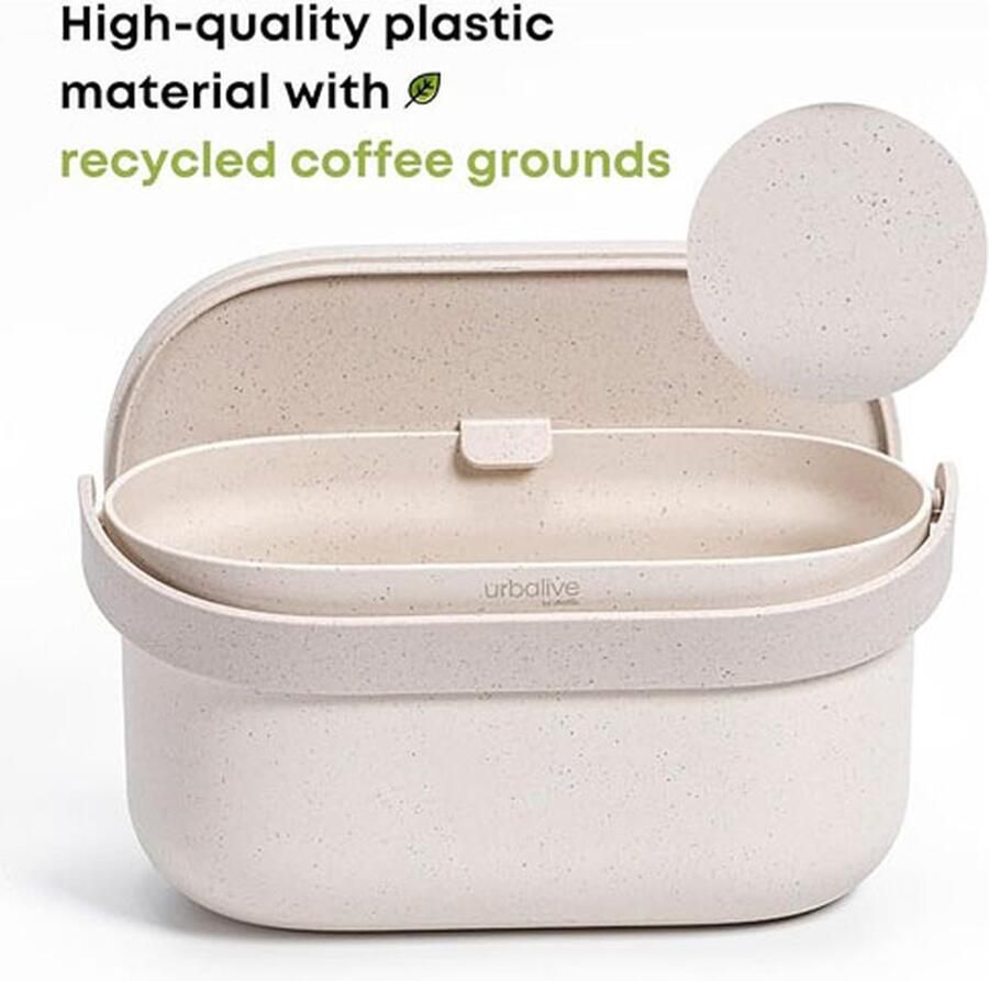 CLORD Urbalive Design biologische afvalemmer voor de keuken 4 liter compostemmer met deksel kleine vuilnisemmer voor dagelijks biologisch afval vaatwasmachinebestendig gemaakt met duurzame materialen