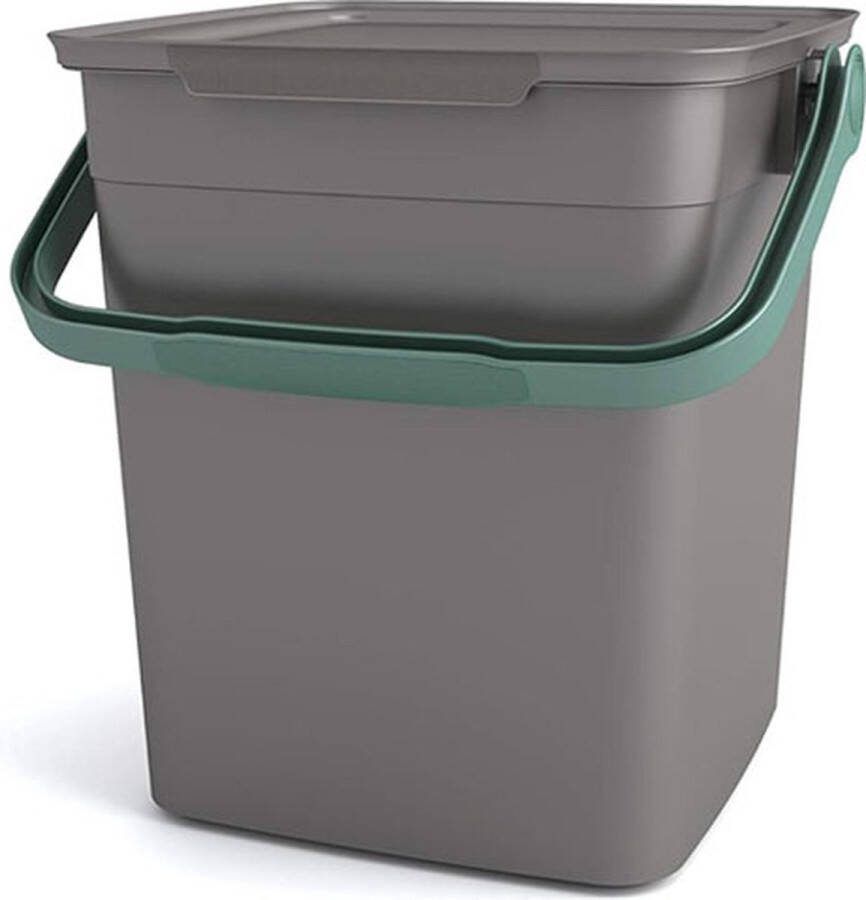 CLORD Curver Kis Smart Bio compostemmer 9 l met deksel en handvat grijs groen afmetingen 25 5 x 23 x 25 cm