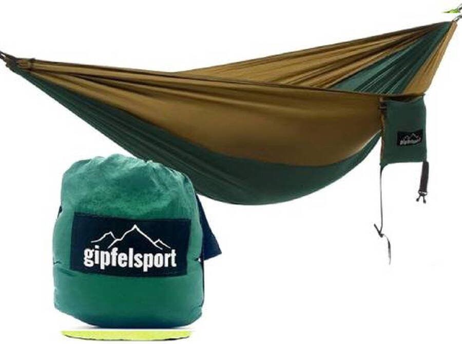 CLORD Gipfelsport hangmat superlicht en gemaakt van parachutestof geschikt voor twee personen met een draagcapaciteit tot 300 kg perfect voor binnen- en buitengebruik inclusief reishangmat met 2 bevestigingsriemen of 2 bevestigingstouwen
