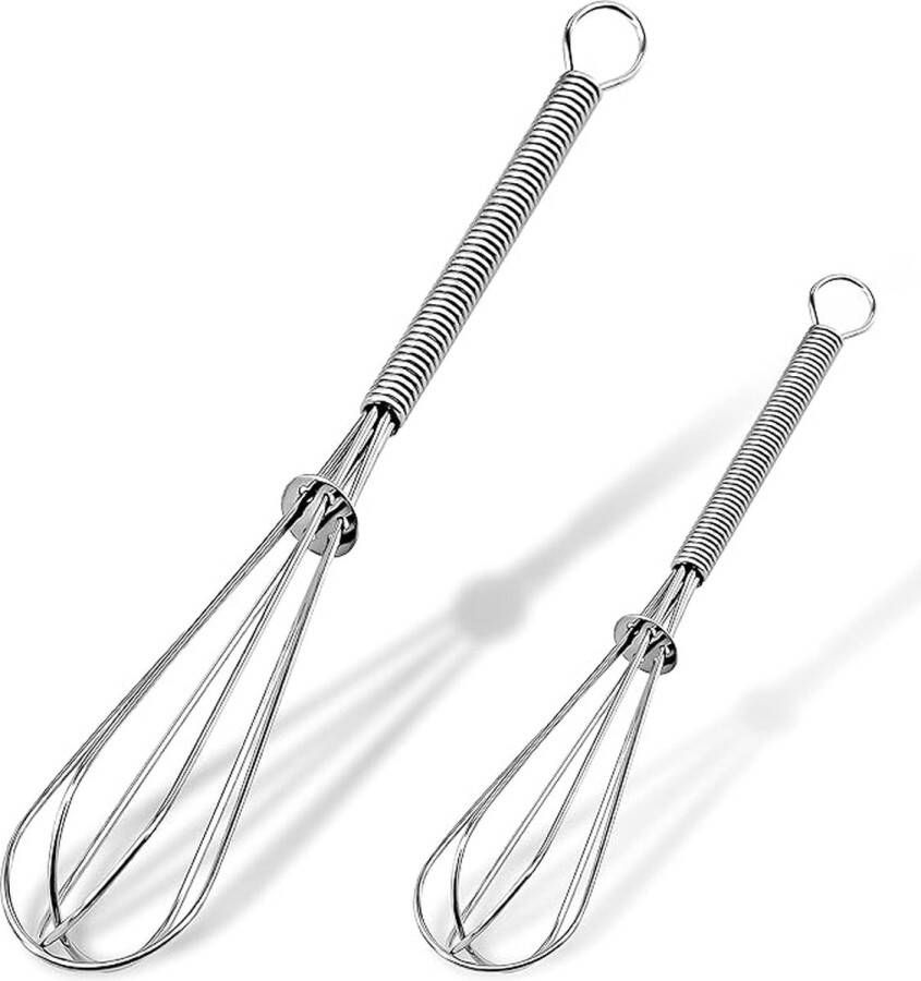 CLORD Mini-garde set met 2 draagbare roestvrijstalen gardes en een garde met dikke draad robuuste kleine roerballon voor koken mixen kloppen en roeren (12 cm + 18 cm)
