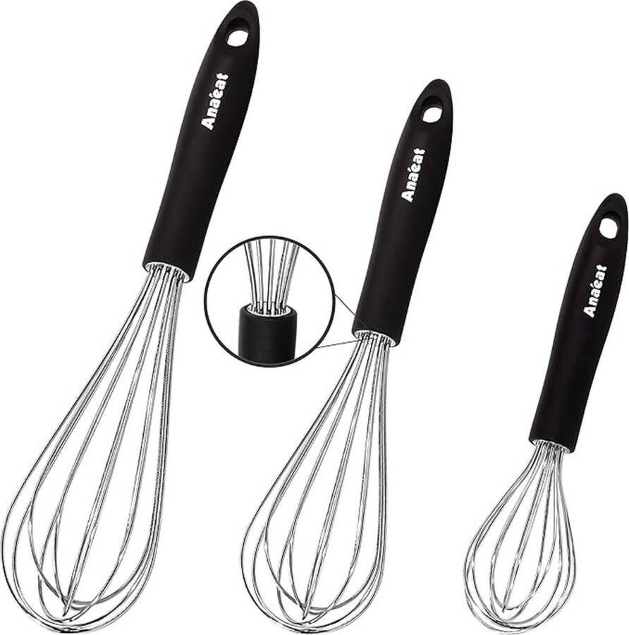 CLORD Roestvrijstalen keukengarde set van 3 – inclusief ballongarde garde met dikke roestvrijstalen draad en sterke solide handgrepen. Ideaal voor koken bakken mixen kloppen en roeren. Verkrijgbaar in 3 verschillende maten