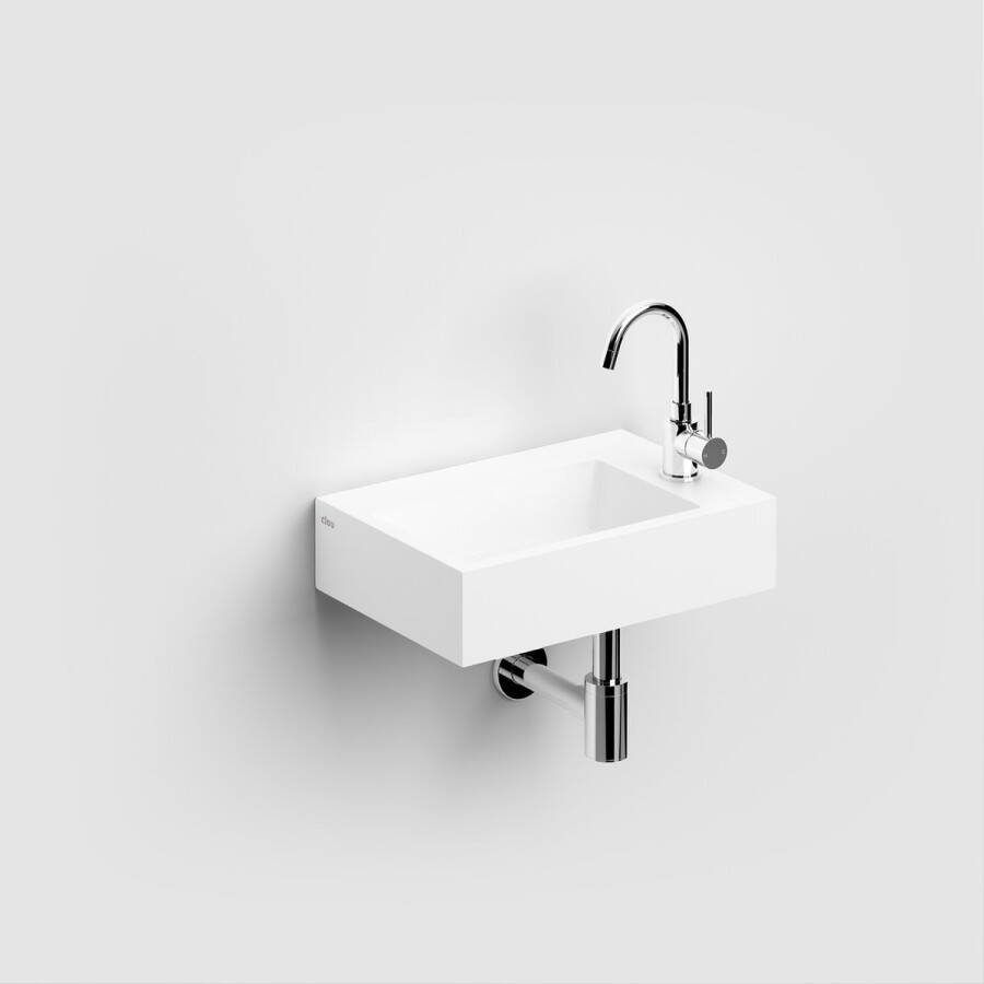 Clou Flush 2 Plus fontein 42.5x10.5cm voorbewerkt kraangat Aluite Wit mat