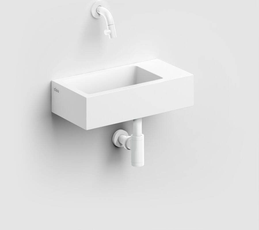 Clou Fontein Flush 3 Rechthoek 36x18x9cm Aluite Wit 1 Voorbewerkte Kraangat Rechts